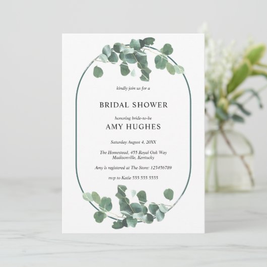 Invitation Fête des mariées de verdure à double arc Eucalyptu (Debout devant)