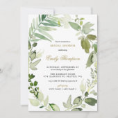 Invitation Fête des mariées de verdure de la forêt aquarelle (Devant)