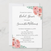 Invitation Fête des mariées de verdure florale rose blanc (Devant)