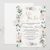 Invitation Fête des mariées de verdure géologique or rose (Devant / Derrière)