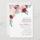 Invitation Fête des mariées de verdure rose bordeaux (Devant)