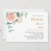 Invitation Fête des mariées de verdure rose rose fleurie (Devant)