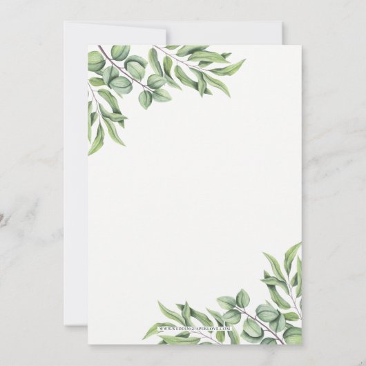 Invitation Fête des mariées de verdure rustique Sage Eucalypt (Dos)