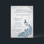 Invitation Fête des mariées de vigne bleu Peacock Leaf Invita<br><div class="desc">Créez un invitation unique tout seul avec une invitation à la douche nuptiale Blue Peacock Leaf Vine. Le design de l'invitation présente un arrière - plan gris clair avec un paon bleu vif orné d'un embellissement de vigne en feuilles. Personnalisez avec les noms du marié et de la mariée avec...</div>