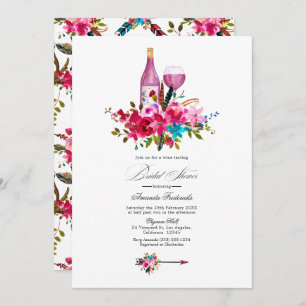 Invitation Fête des mariées de vin chic Boho turquoise et ros