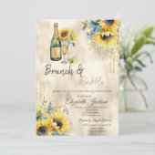 Invitation Fête des mariées de vin de tournesol en or (Debout devant)