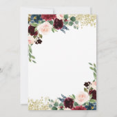 Invitation Fête des mariées de vin Marine Blue et Marsala (Dos)