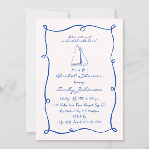 Invitation Fête des mariées de voilier nautique tirée à la ma