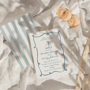 Invitation Fête des mariées de voilier nautique tirée à la ma
