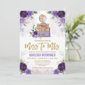 Invitation Fête des mariées de voyage de fleurs violettes Mll (Debout devant)