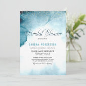 Invitation Fête des mariées d'eau claire bleu marine moderne (Debout devant)