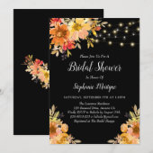 Invitation Fête des mariées d'éclairage à cordes florales (Devant / Derrière)