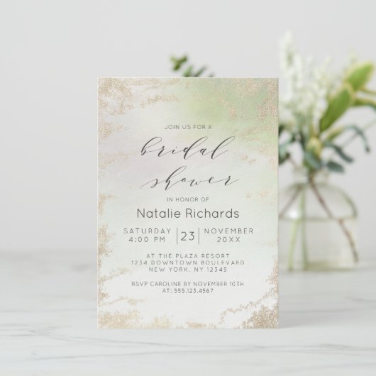 Invitation Fête des mariées décongelée Ombre Spring Green Gol (Debout devant)