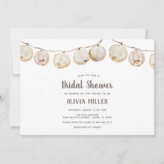 Invitation Fête des mariées décontracté de lanternes en papie (Devant)