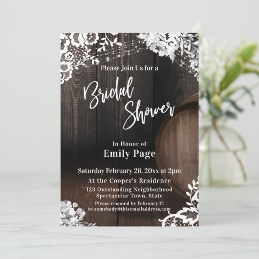 Invitation Fête des mariées décontractée Luminaires et Fleurs (Debout devant)