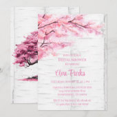 Invitation Fête des mariées d'écorce cerise en fleurs (Devant / Derrière)