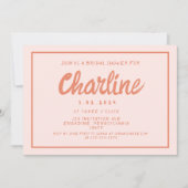 Invitation Fête des mariées d'écriture manuscrite rose et rou (Devant)