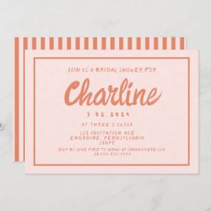 Invitation Fête des mariées d'écriture manuscrite rose et rou