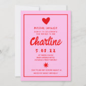 Invitation Fête des mariées d'écriture manuscrite rouge et ro (Devant)