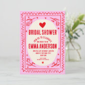 Invitation Fête des mariées d'écriture manuscrite rouge et ro (Debout devant)