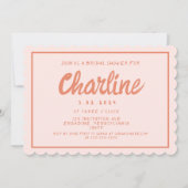 Invitation Fête des mariées d'écriture manuscrite rouge et ro (Devant)