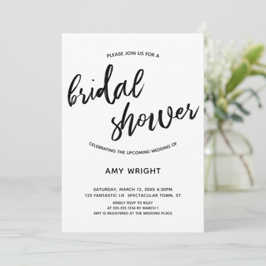 Invitation Fête des mariées d'écriture manuscrite simple et m (Debout devant)