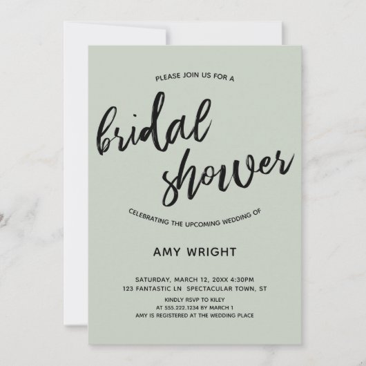 Invitation Fête des mariées d'écriture manuscrite simple et m (Devant)