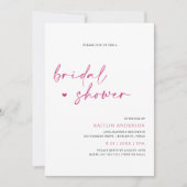 Invitation Fête des mariées d'écriture moderne rose magenta (Devant)