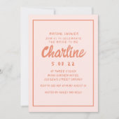 Invitation Fête des mariées d'écriture rétro rose et rouge In (Devant)