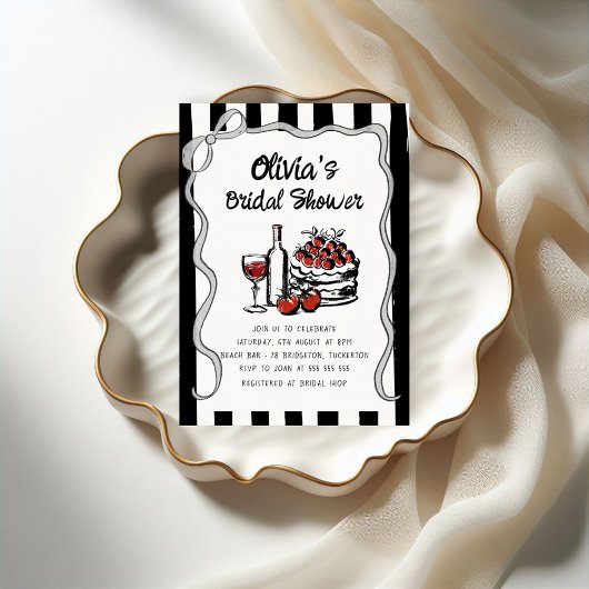 Invitation Fête des mariées d'écriture rétro Wavy