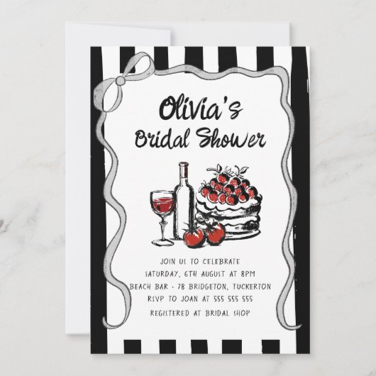 Invitation Fête des mariées d'écriture rétro Wavy (Devant)