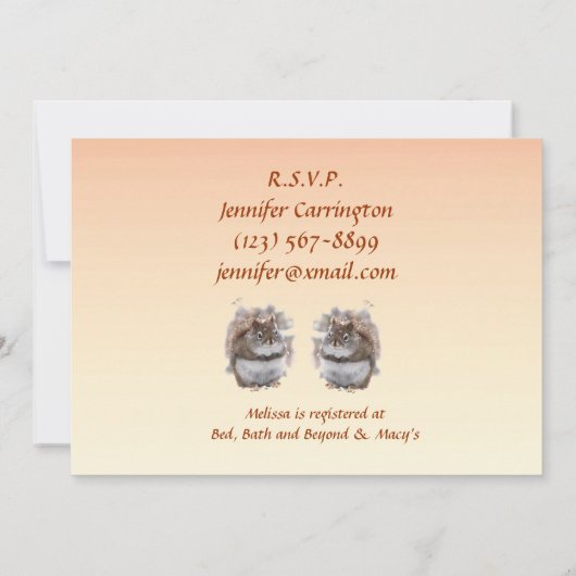 Invitation Fête des mariées d'écureuil doux (Dos)