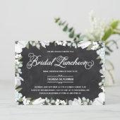 Invitation Fête des mariées Déjeuner noir & blanc Élégant flo (Debout devant)