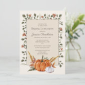 Invitation Fête des mariées Déjeuner Orange White Citrouilles (Debout devant)