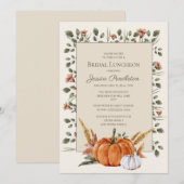 Invitation Fête des mariées Déjeuner Orange White Citrouilles (Devant / Derrière)