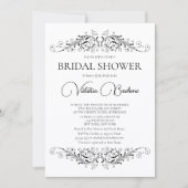 Invitation Fête des mariées d'élégance Black and White Flouri (Devant)