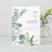 Invitation Fête des mariées d'élégance du feuillage de lumièr (Debout devant)