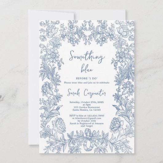 Invitation Fête des mariées Delft Blue Chinoiserie (Devant)