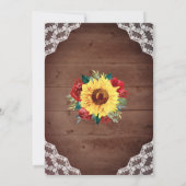 Invitation Fête des mariées dentelle de tournesol Rouge Flora (Dos)