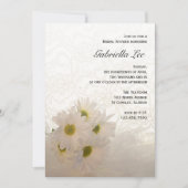 Invitation Fête des mariées dentelle et marguerites blanches (Devant)
