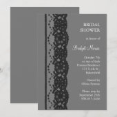 Invitation Fête des mariées dentelle française (gris) (Devant / Derrière)