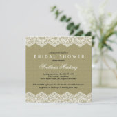 Invitation Fête des mariées dentelle lin et blanc (Debout devant)