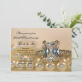 Invitation Fête des mariées des anneaux et perles de diamant  (Debout devant)