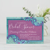 Invitation Fête des mariées des balances turquoise bleu et ma (Debout devant)