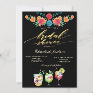 Invitation Fête des mariées des boissons aux fleurs mexicaine