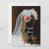 Invitation Fête des mariées des bottes de Rose et de cowboy d (Devant)