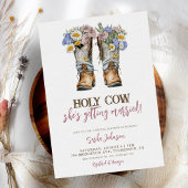 Invitation Fête des mariées des bottes florales de vache sain