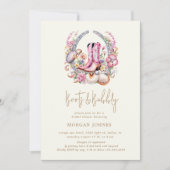 Invitation Fête des mariées des bottes roses de cowgirl côtiè (Devant)