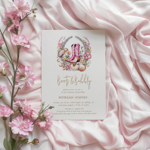 Invitation Fête des mariées des bottes roses de cowgirl côtiè