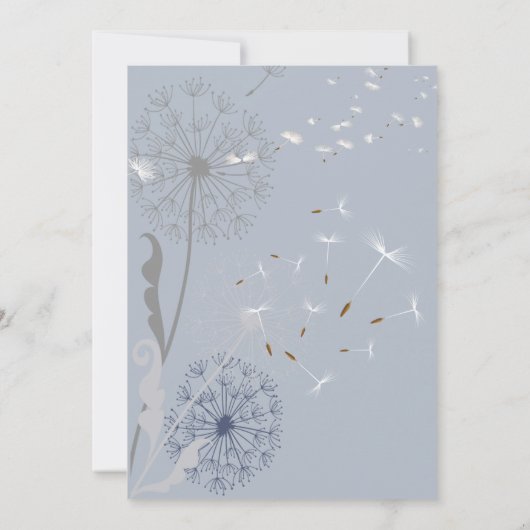 Invitation Fête des mariées des bouffées de Dandelion bleu et (Dos)